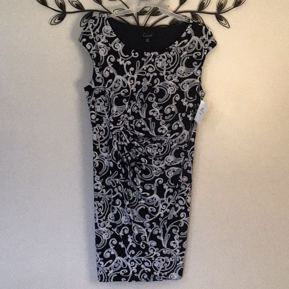 Connected Apparel Navy & White faux-wrap dress w/cap sleeves.  sz 20W  NWT